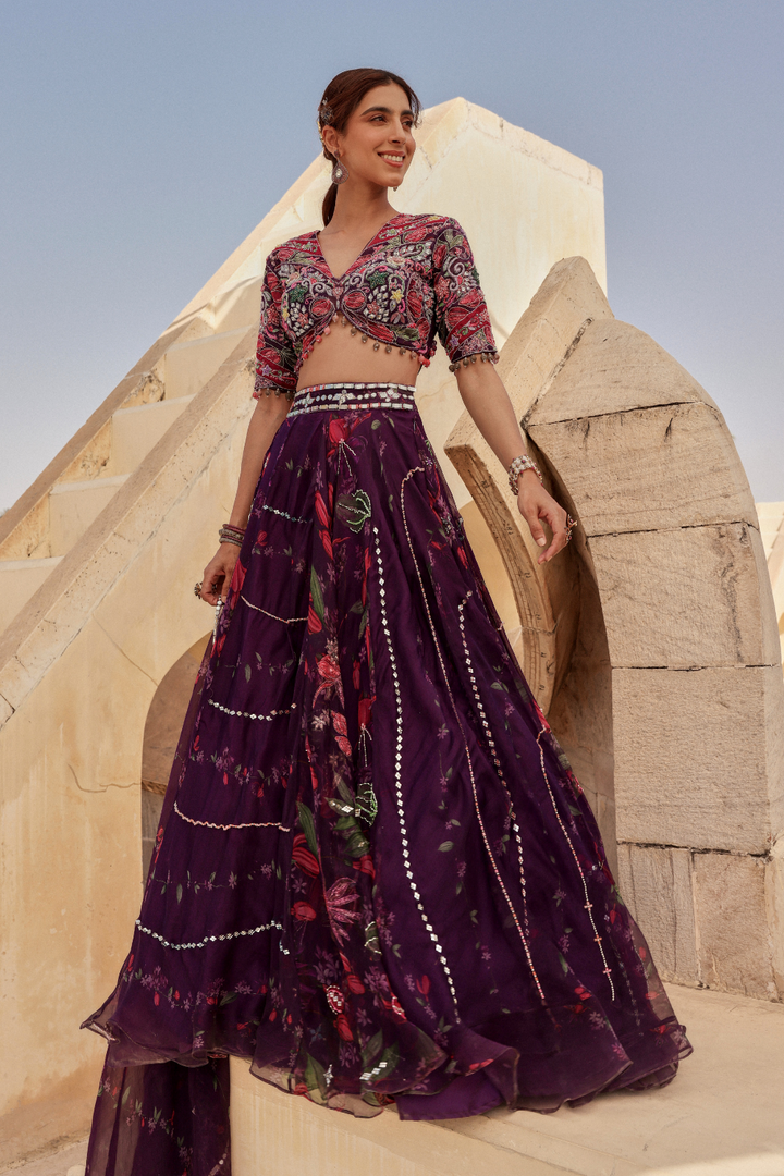 Wine Azalea Lehenga set
