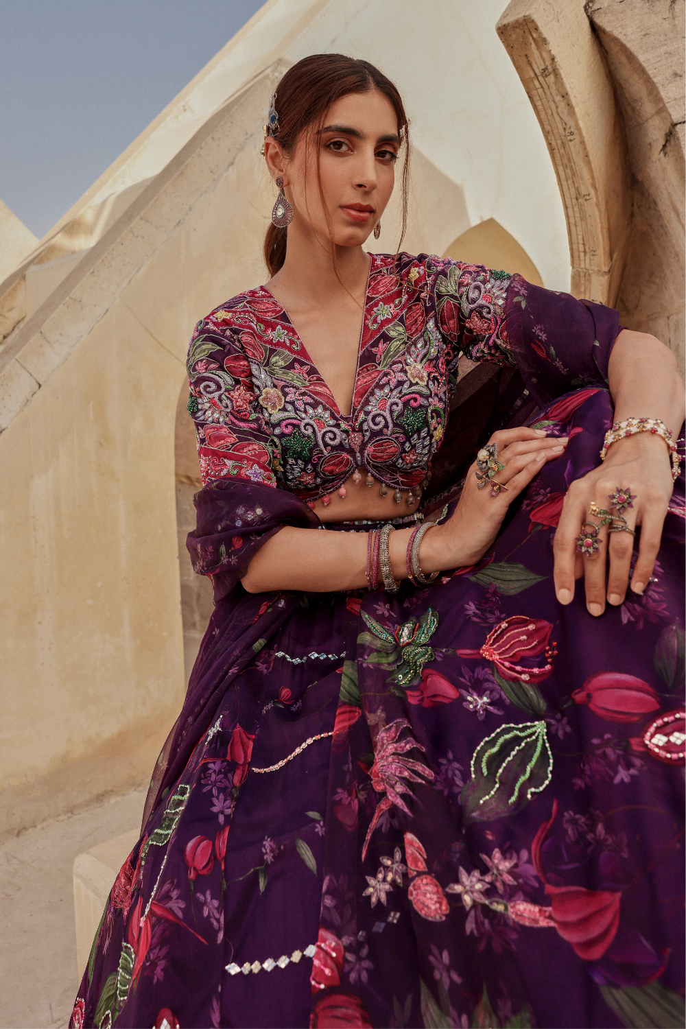 Wine Azalea Lehenga set