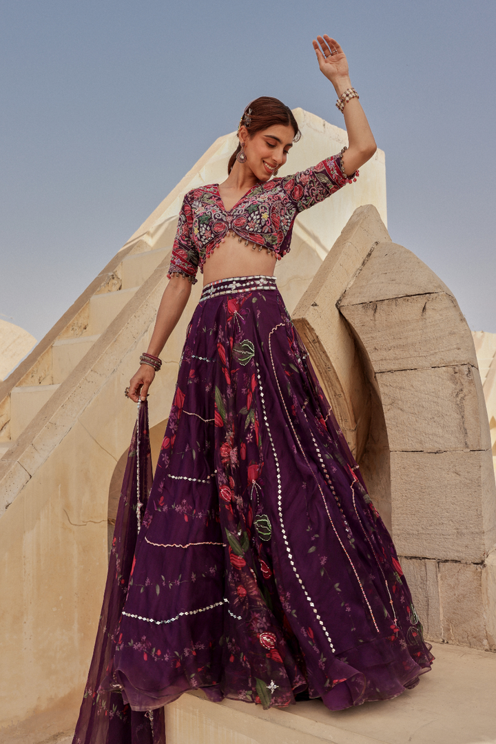 Wine Azalea Lehenga set