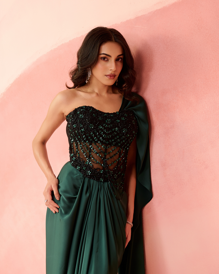 Emerald Noir saree set
