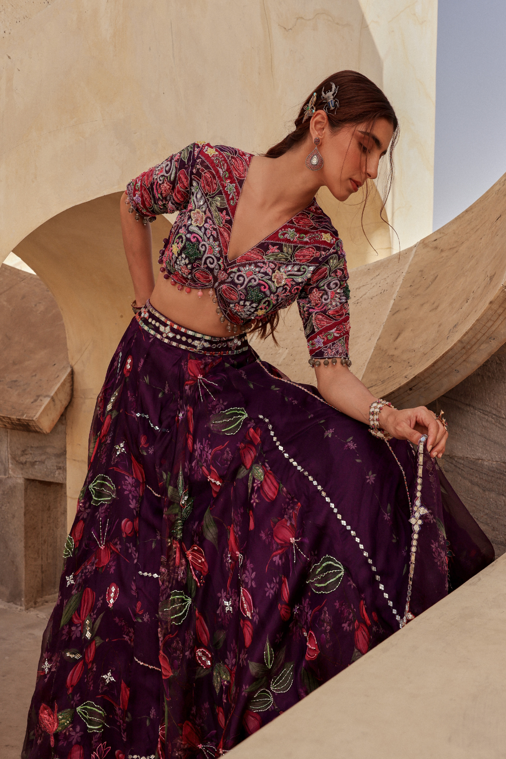 Wine Azalea Lehenga set