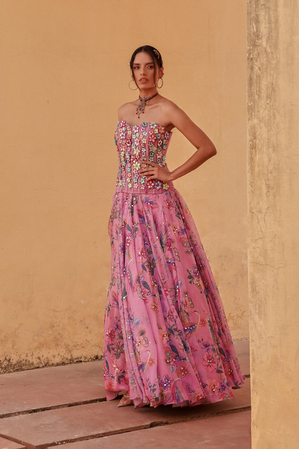 Flamingo Corset Lehenga Set