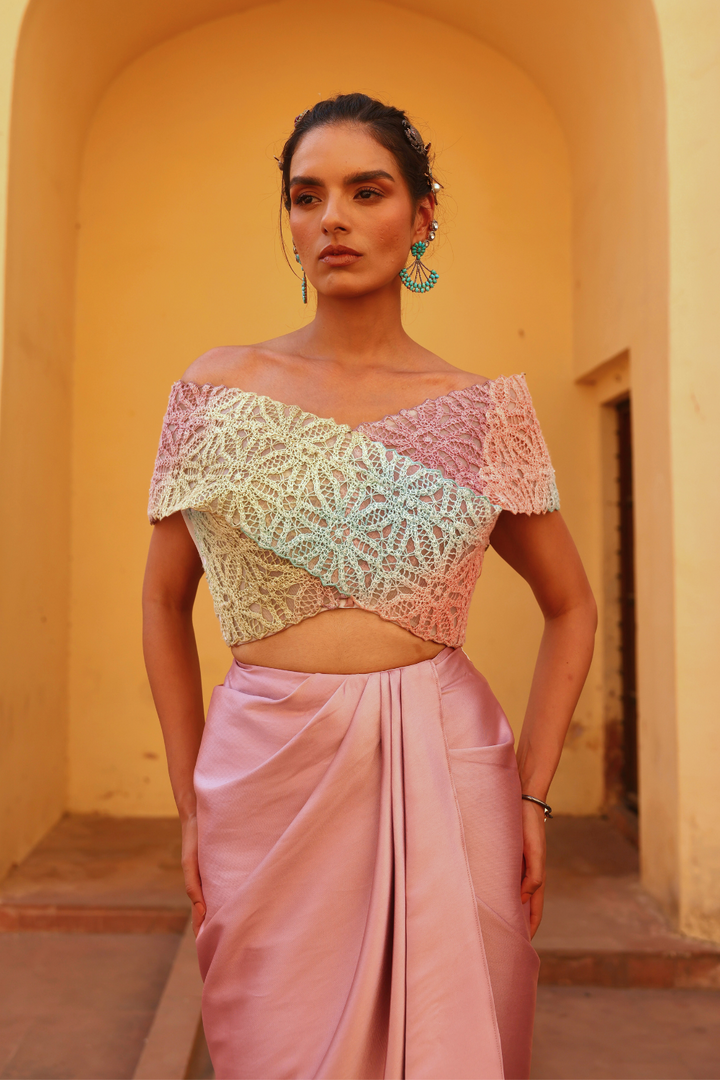 Cosmos dhoti drape set