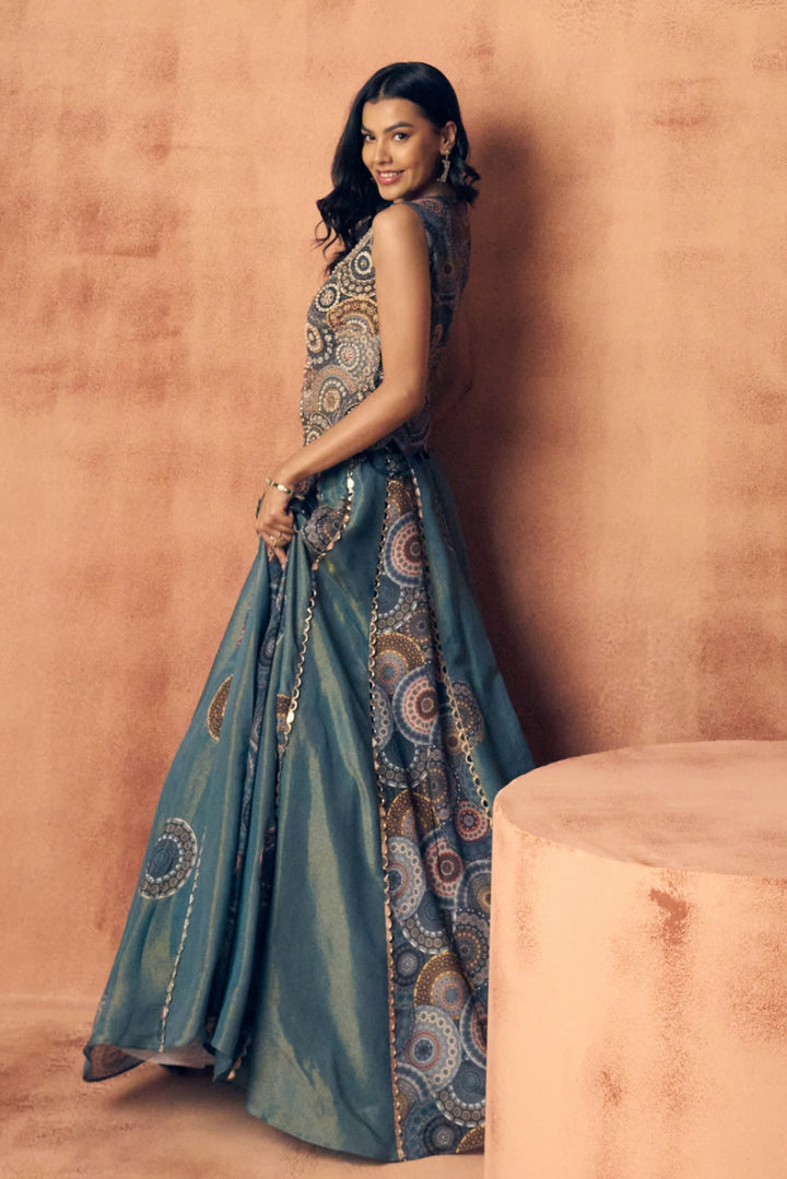 Chakra waistcoat lehenga set