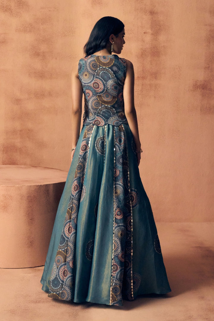 Chakra waistcoat lehenga set