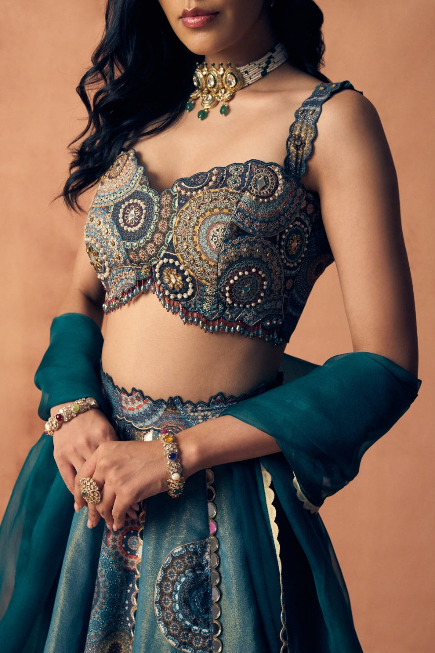 Chakra scalloped blouse lehenga set