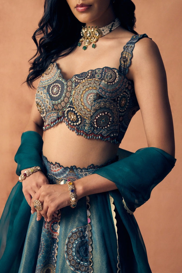 Chakra scalloped blouse lehenga set
