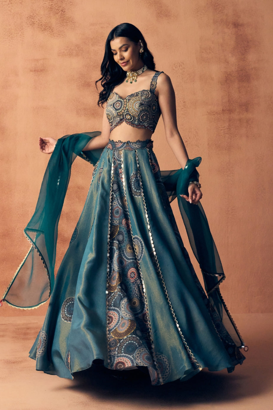 Chakra scalloped blouse lehenga set