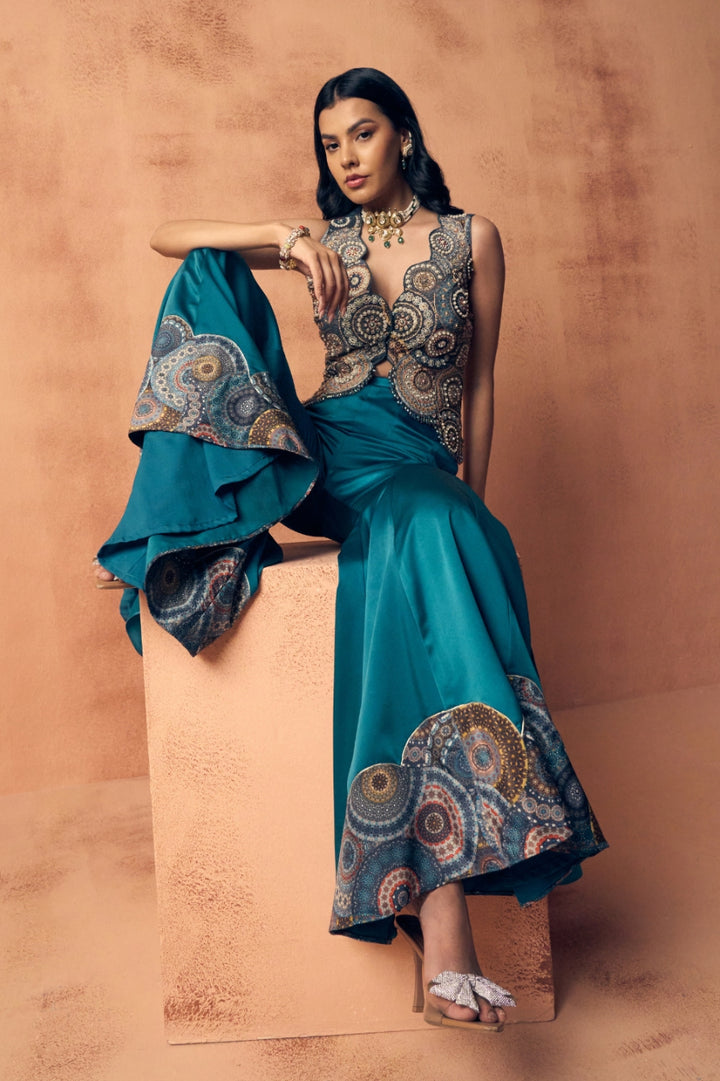 Chakra waistcoat sharara set