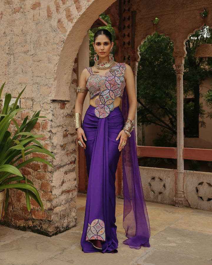 Mandala drape saree