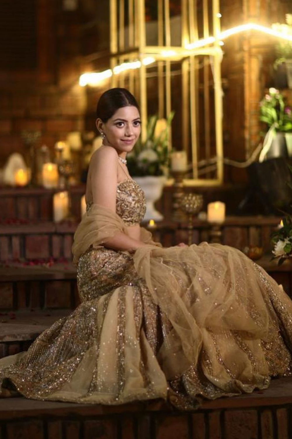 Western Fish Cut Gown Dress Vanshika Mehta In GOLD FISH CUT LEHENGA SET Label Moni K Western Fish Cut Gown Dress Vanshika Mehta In GOLD FISH CUT LEHENGA SET Label Moni K