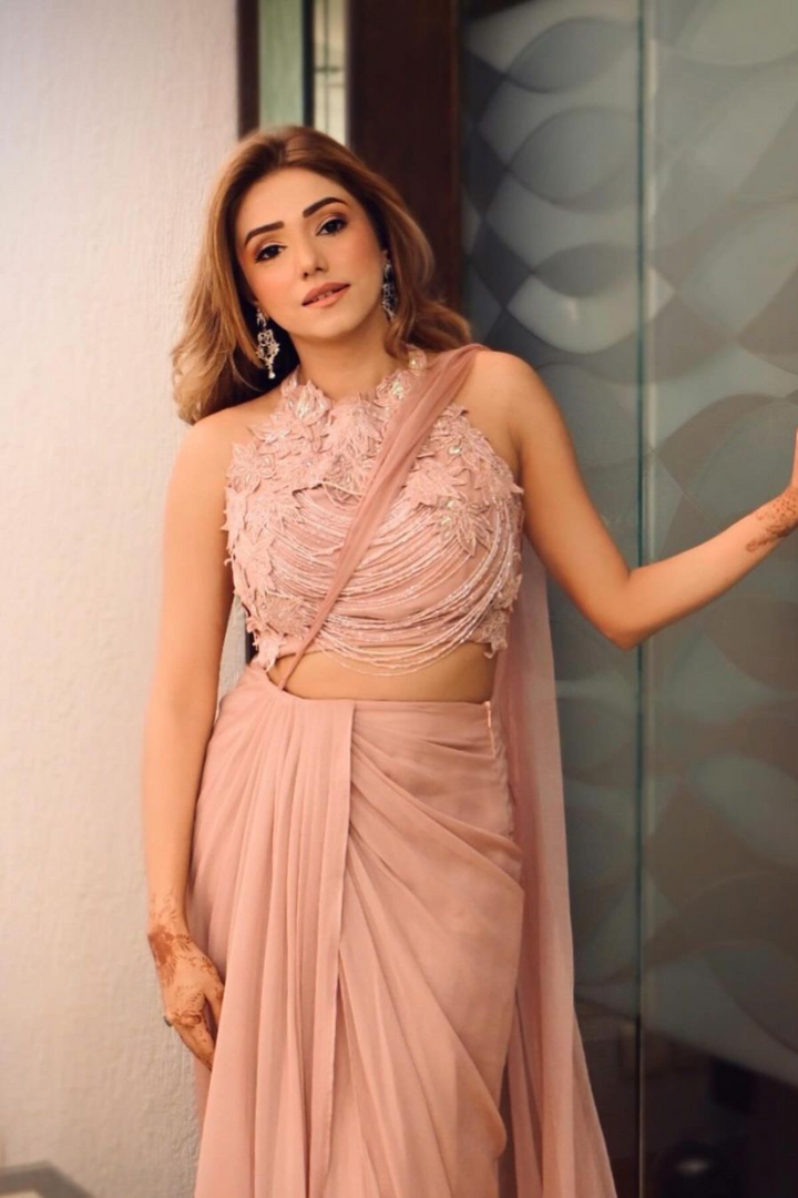 Geetika verma in PINK  DRAPE SAREE WITH BLOUSE SET