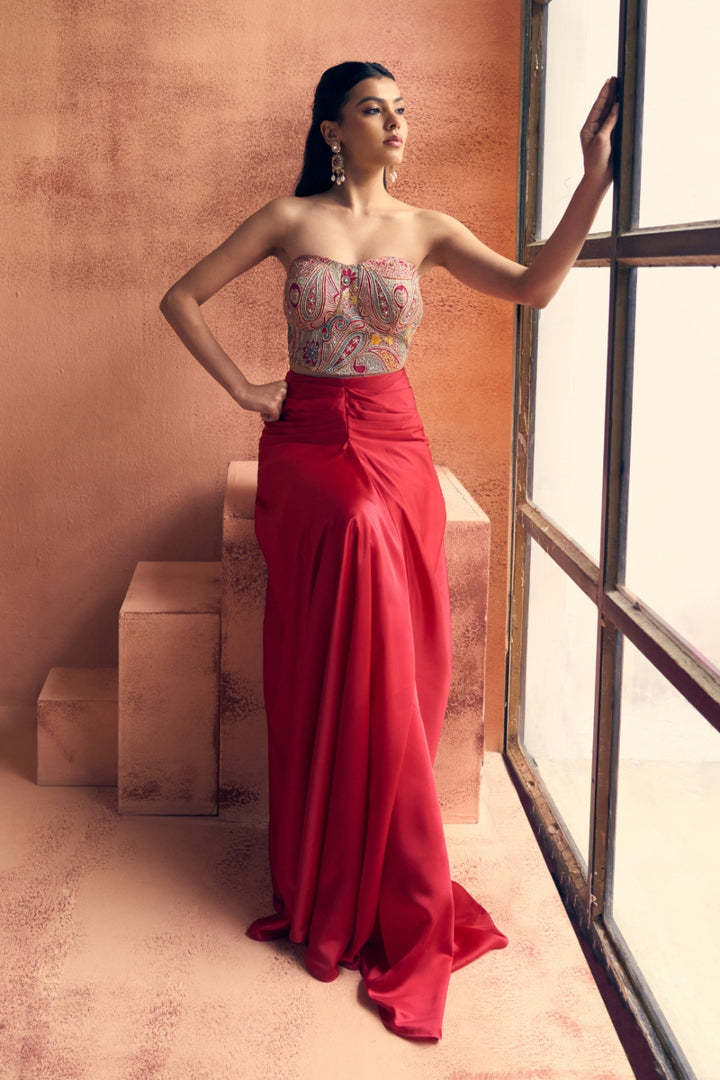 Afreen 2.0 mosaic drape skirt set