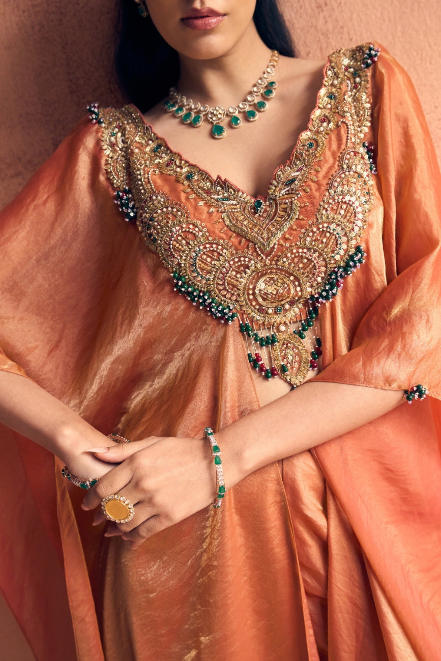 Goonj rust kaaftan set
