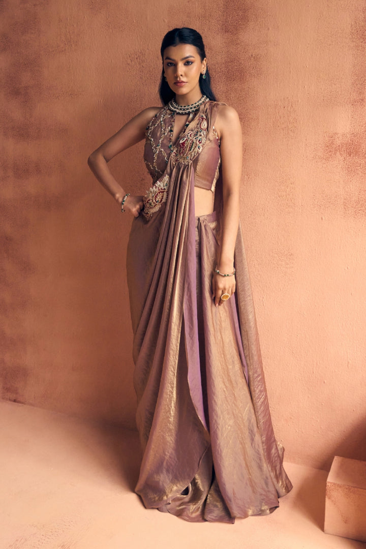 Utsav brown drape sharara set