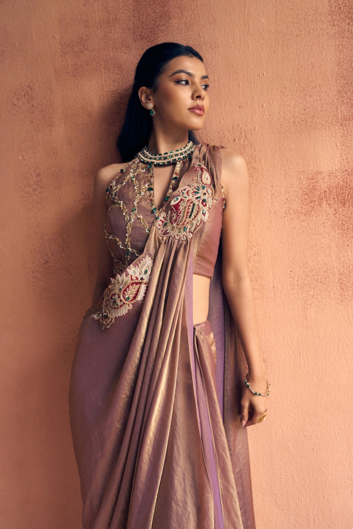 Utsav brown drape sharara set