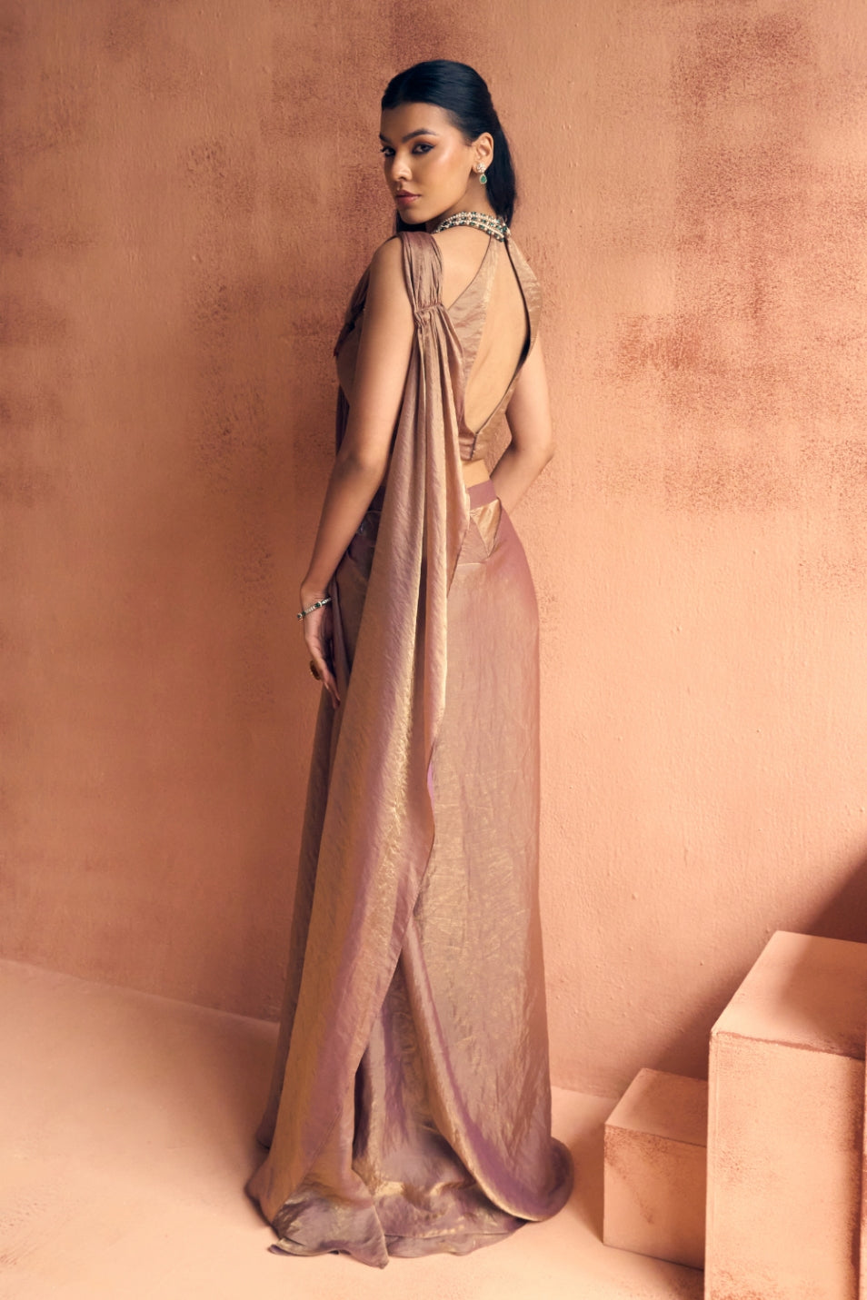 Utsav brown drape sharara set
