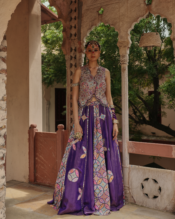Mandala waistcoat lehenga