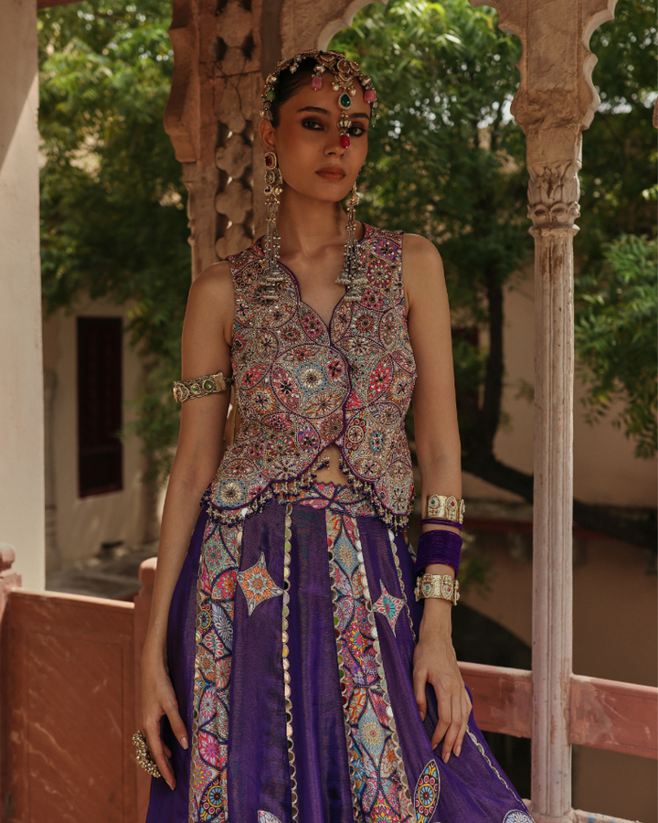 Mandala waistcoat lehenga