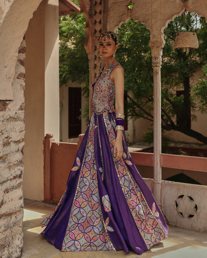 Mandala waistcoat lehenga