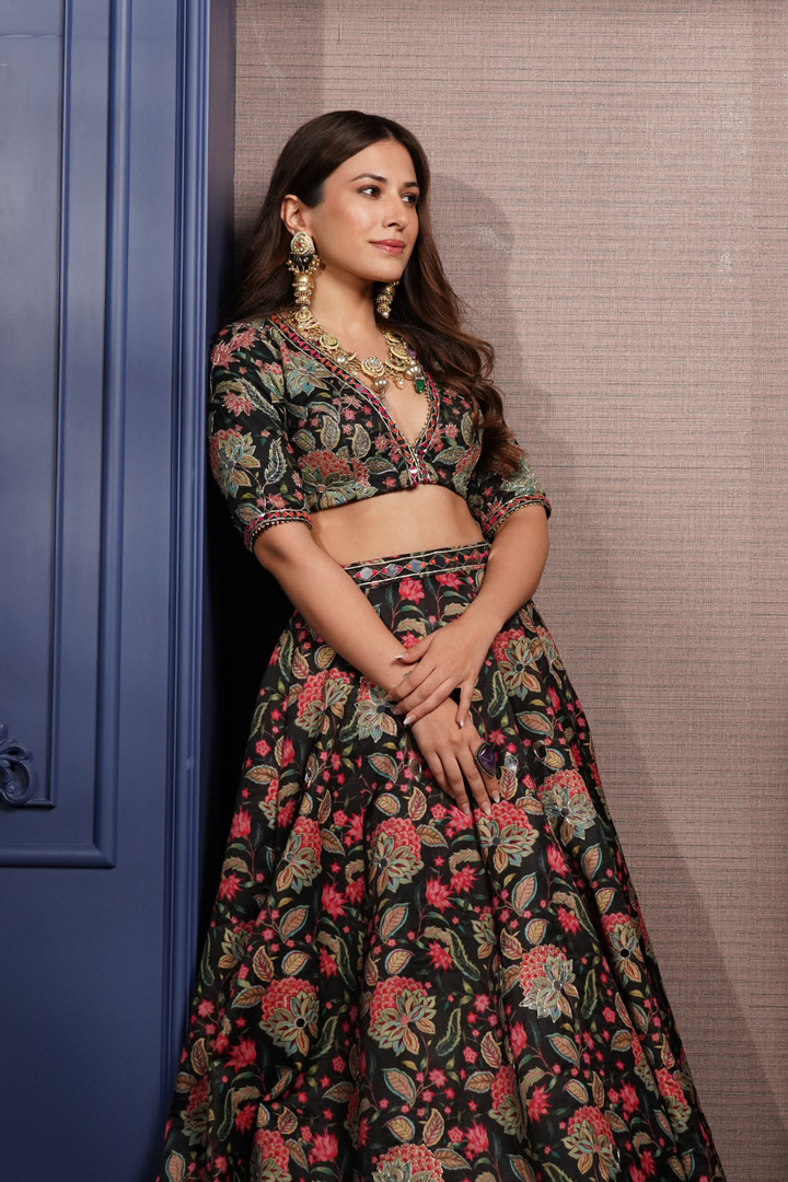 Yashika Khatri in ANTARA BLACK LEHENGA SET