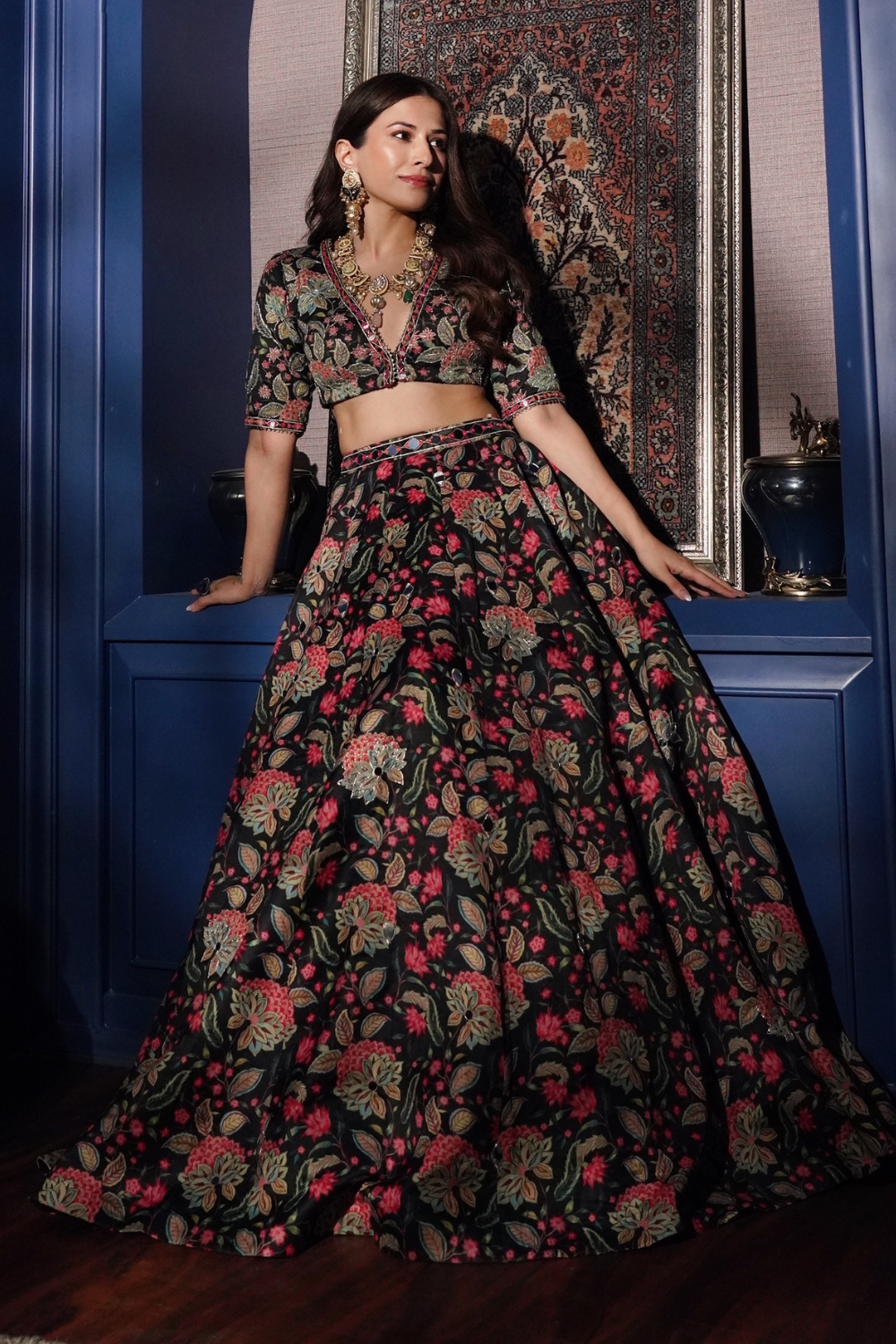 Yashika Khatri in ANTARA BLACK LEHENGA SET